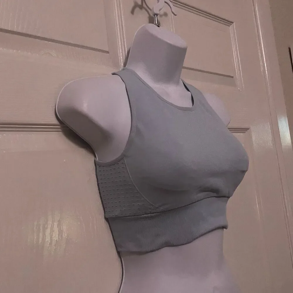ACTA Wear Small Sports Bra Blue Open Back High Neck